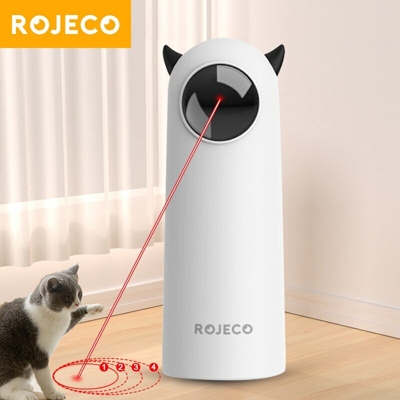 ROJECO ألعاب القط التلقائي إغاظة ذكية تفاعلية الحيوانات الأليفة بقيادة الليزر داخلي القط لعبة القط الإلكترونية المحمولة للكلاب