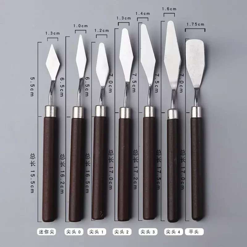 1/3/5/7 pièces/ensemble couteau de peinture à l'huile en acier inoxydable spatule d'artiste outils d'art papeterie fournitures de cuisson de gâteau dessin de peinture mignon
