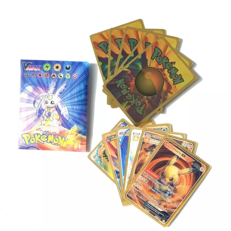 Pokemon-子供向けの英語の3Dレインボーカード,取引ゲームのコレクション,戦闘カード,英語,vmax,gx,Charizard,pikachu,新しいコレクション