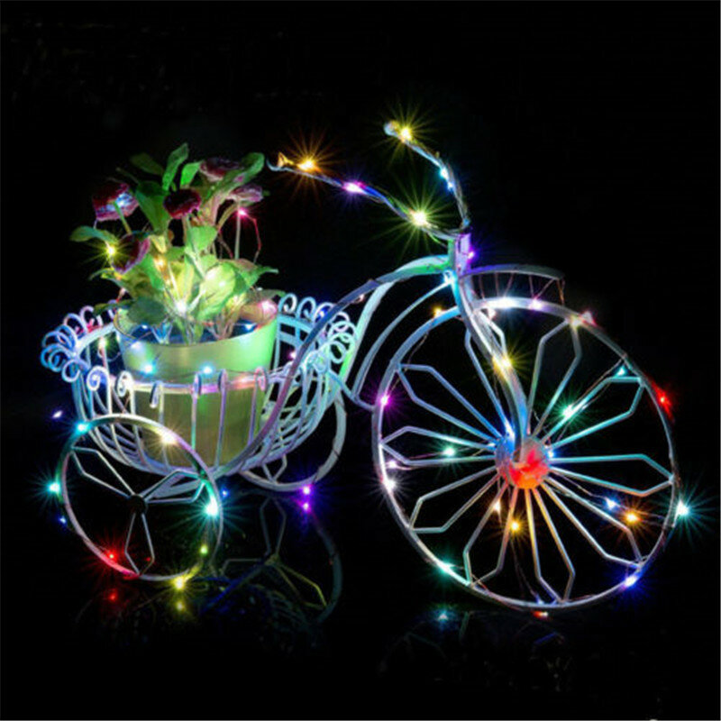 Guirnalda de luces Led de cobre para decoración de fiestas, 20 luces LED CR2032 de 2M, botón operado por batería, Navidad, boda, lote de 10 unidades