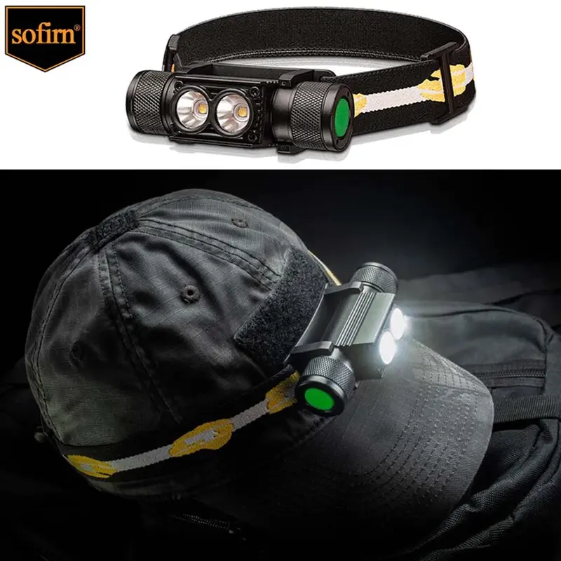 Sofirn-H25L18650 Farol recarregável, 1200LM, USB C, Dual LH351D, 90CRI, 5000K, lanterna principal, camping, pesca, tocha
