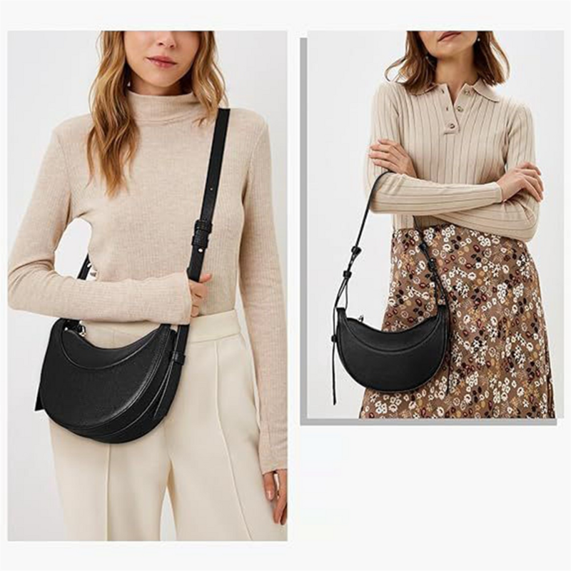 Bolsa de ombro retrô para mulheres, Pequenos sacos crossbody, Meio mês Fashion Design