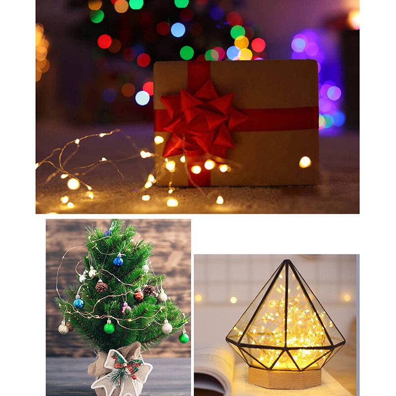 Waterproof 8 Mode LED Copper Wire String Lights Fairy Wreath Christmas Lights Outdoor Remote Control USB Powered Wedding Decor