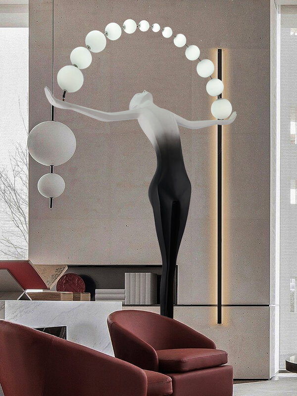Figure Art Sculpture LED Floor Lamp Designer Hotel Lobby Sales Department Standing Lights Floor Decoration Large Body Illuminate