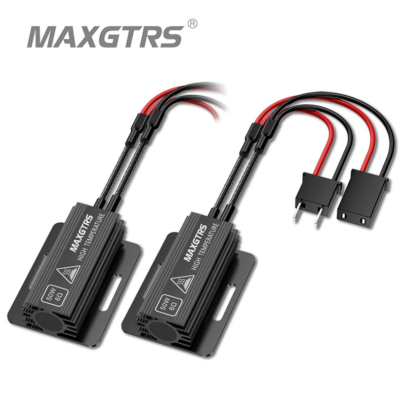 Maxgtrs-Resistência de carga para carro, Decodificador LED, Canbus, sem erros, acessórios de luzes, 50W, H1, H3, H7, H8, H11, H4, 9005, 9006, HB3, HB4, 2x