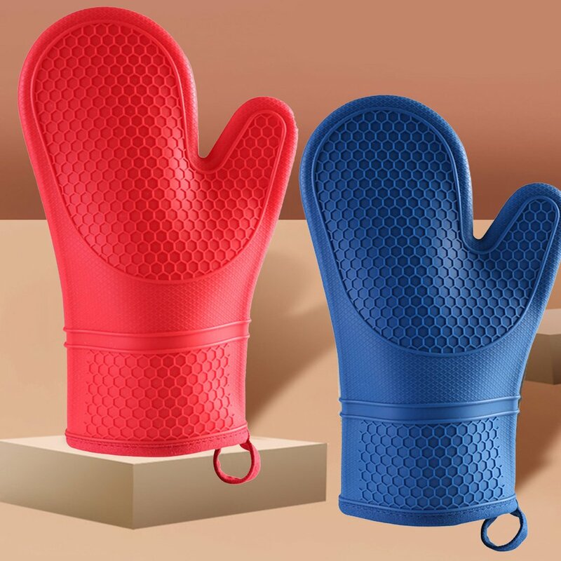 Силиконовые термоизоляционные перчатки, устойчивые к высоким температурам, для микроволновой печи, для кухни, барбекю, выпечки, прихватки для духовки