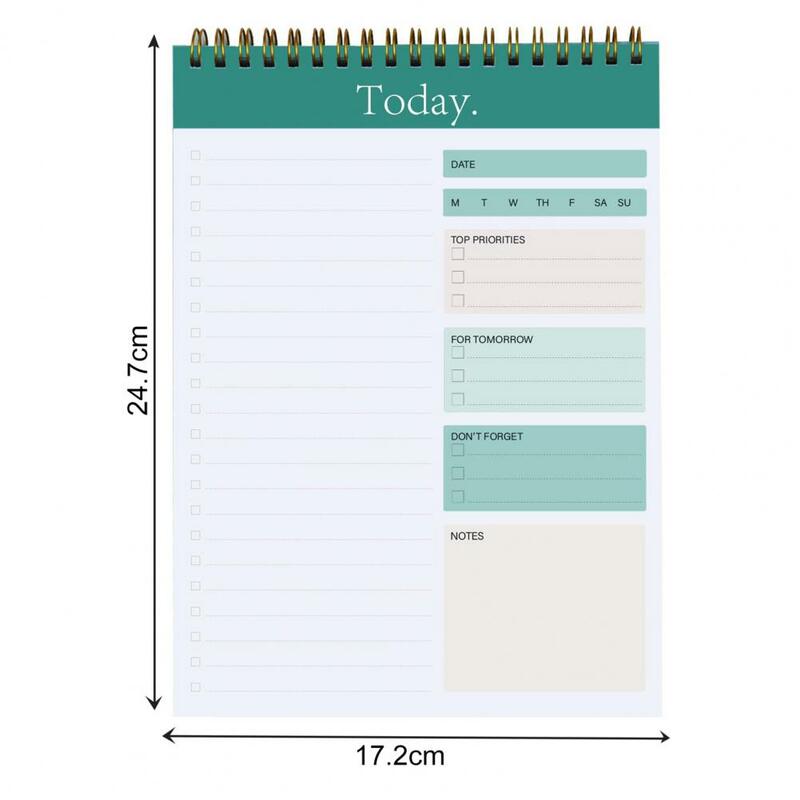 Cuaderno planificador en espiral, Bloc de notas superior sin fecha, planificador de tareas diarias, 2023 cuadernos, Agendas, diario, escuela, Oficina