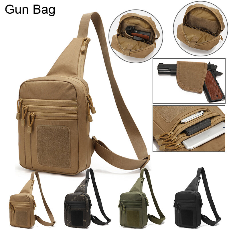 Military Tactical Gun Bag Shoulder Strap Bag Men Hiking Backpack Nylon Outdoor Hunting Camping Fishing Trekking Chest Sling Bag