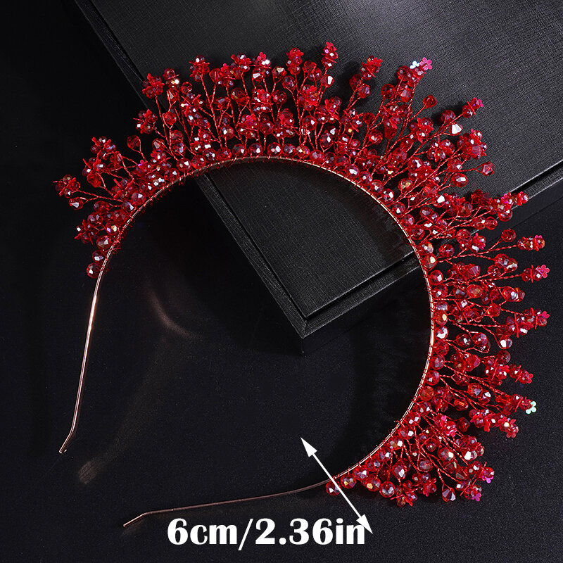 Moda de cristal vermelho nupcial coroa casamento acessórios para o cabelo woemn headdress festa jóias noiva tiara nupcial headwear