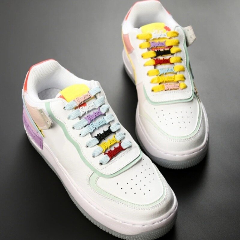Cordones con letras para zapatillas de deporte, hebilla de Metal de Color sólido, accesorios para zapatos, decoración de cordones para adultos, 1 par