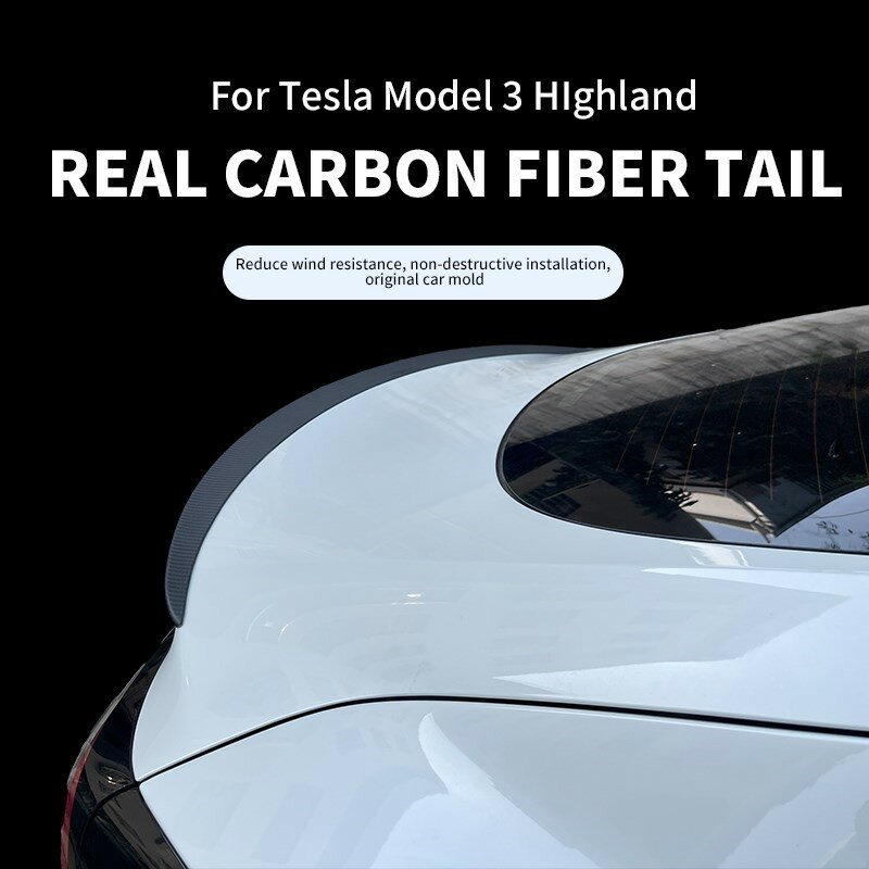 สปอยเลอร์คาร์บอนไฟเบอร์แท้สำหรับรถรุ่น3 2024เทสลาอุปกรณ์เสริมรถยนต์รุ่น Highland 2024สำหรับรถรุ่น3
