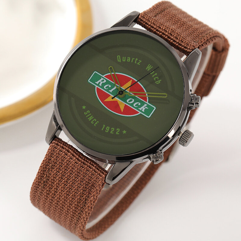 Relógio de pulso masculino Casual Nylon Strap Quartz, Relógios de negócios, corda manual, esporte de luxo, moda, 4 peças