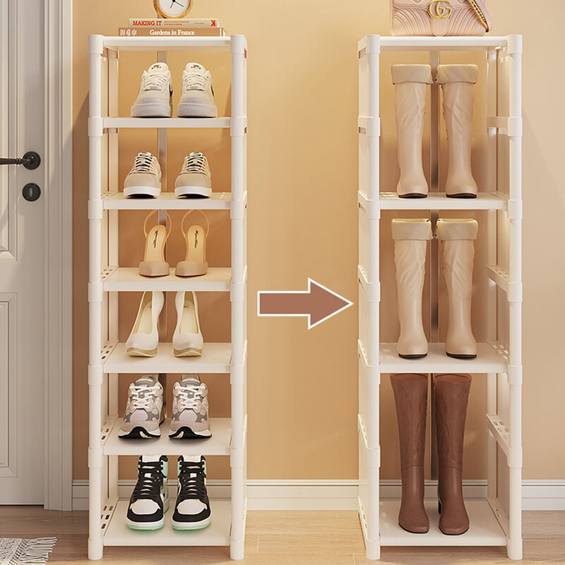 Organizador de zapatos para ahorro de espacio, estante de zapatos de esquina de pared, gabinete de zapatos ajustable, puerta de entrada, estantes de almacenamiento de zapatos multicapa