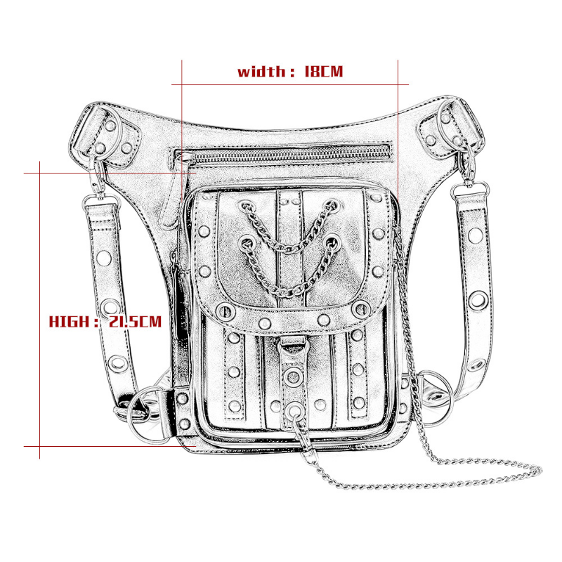 تشيكاجي Steampunk خمر الكتف حقيبة كروسبودي المرأة الاتجاه الرياضة في الهواء الطلق الهاتف حقيبة متعددة الوظائف رجل سلسلة الخصر حزمة