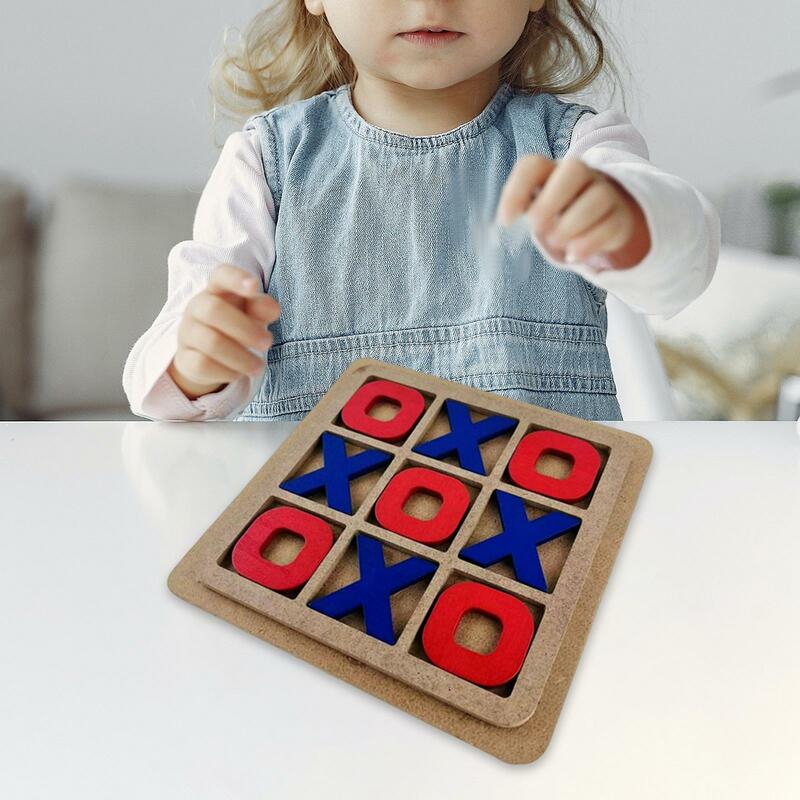 Drewniane tik TAC Toe gra ręcznie gra planszowa gra strategiczna Puzzle bloki stołowe dla dorosłych