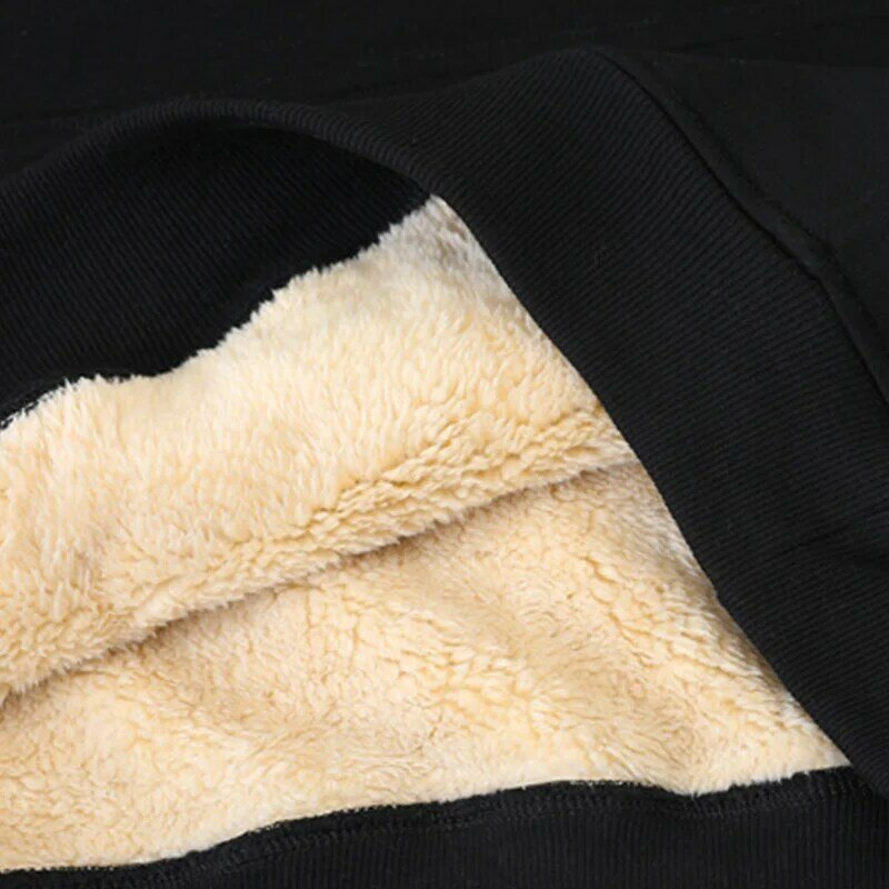 Hoodie bulu domba leher bulat pria, Sweater bulu domba dengan lapisan bawah tebal warna Solid Pullover hangat tipe tabung lurus 1 buah