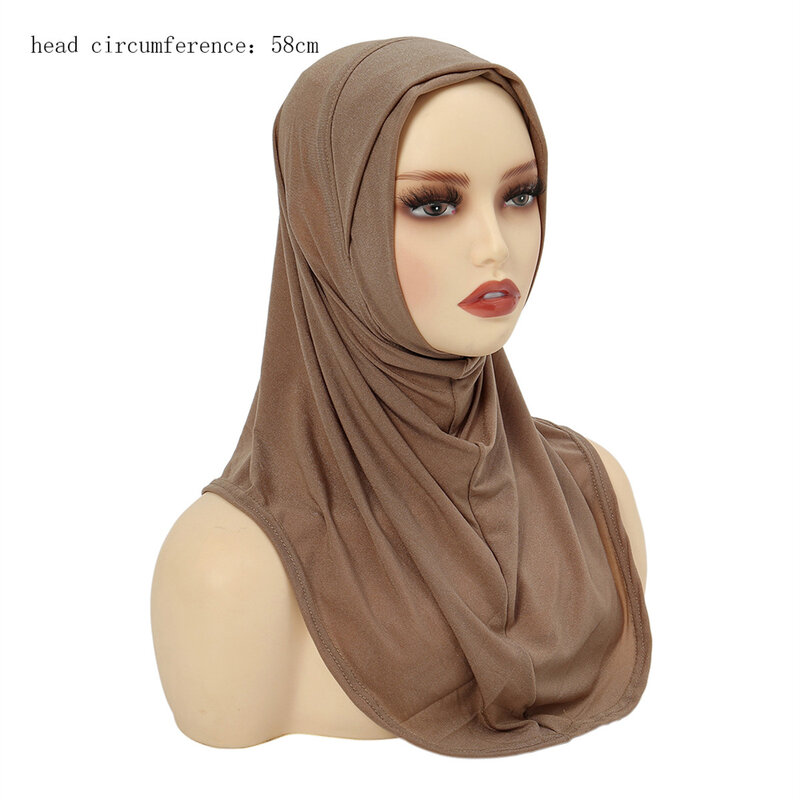 원피스 아미라 히잡 무슬림 여성 솔리드 헤드 스카프 랩 숄, 풀 온 히잡 착용 준비, 이슬람 니아브 니캡 즉석 머리 스카프