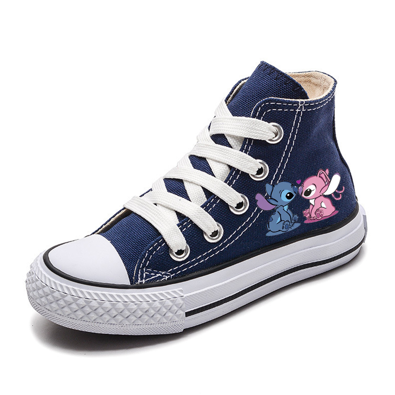 Dsn-Lilo e Stitch Cartoon Canvas Shoes para crianças, tênis casuais para meninos e meninas, calçados esportivos de moda para crianças