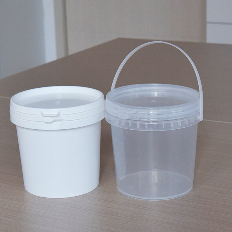 Cubo de plástico grueso de grado alimenticio de 500ML, pequeño Clip, almacenamiento de papelería, leche, té, pepinillo, para llevar, con tapa