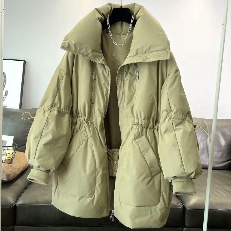 신제품 허리 끈 중간 길이 캐주얼 따뜻한 코튼 코트 및 재킷 fp690 여성용, 대형 2023 겨울 코트