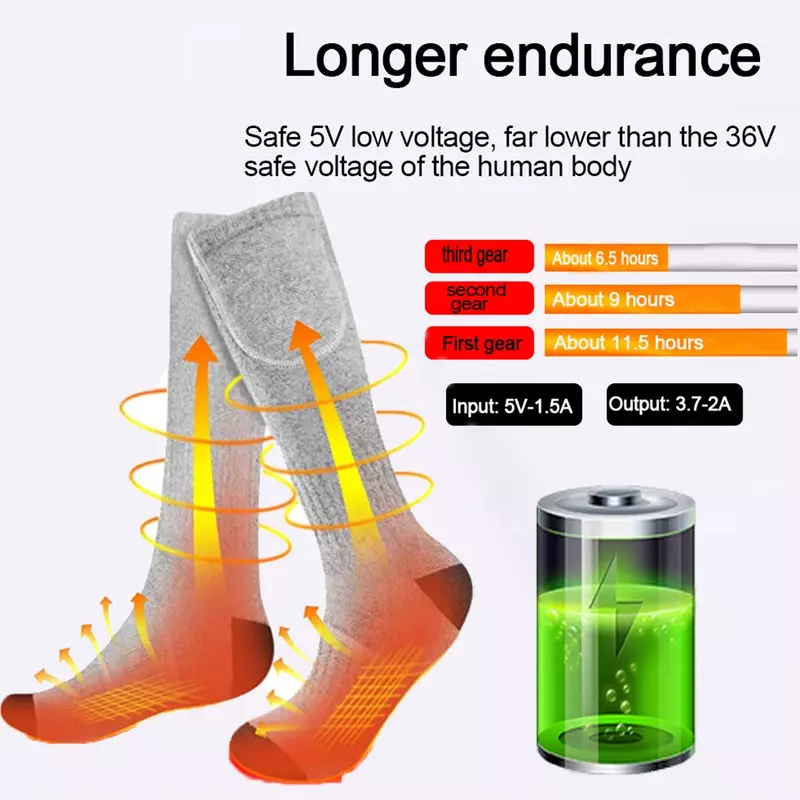 Kaus kaki pemanas musim dingin pria wanita, kaus kaki termal baterai 4000mAh, kaus kaki penghangat kaki elektrik, kaus kaki hangat bersepeda Ski