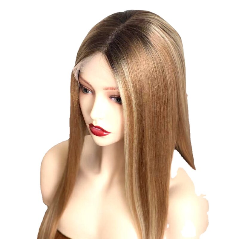 Hstonir completo laço de seda topo natural europeu remy peruca cabelo seda em linha reta liso peruca de cabelo longo para as mulheres destaque loiro g045