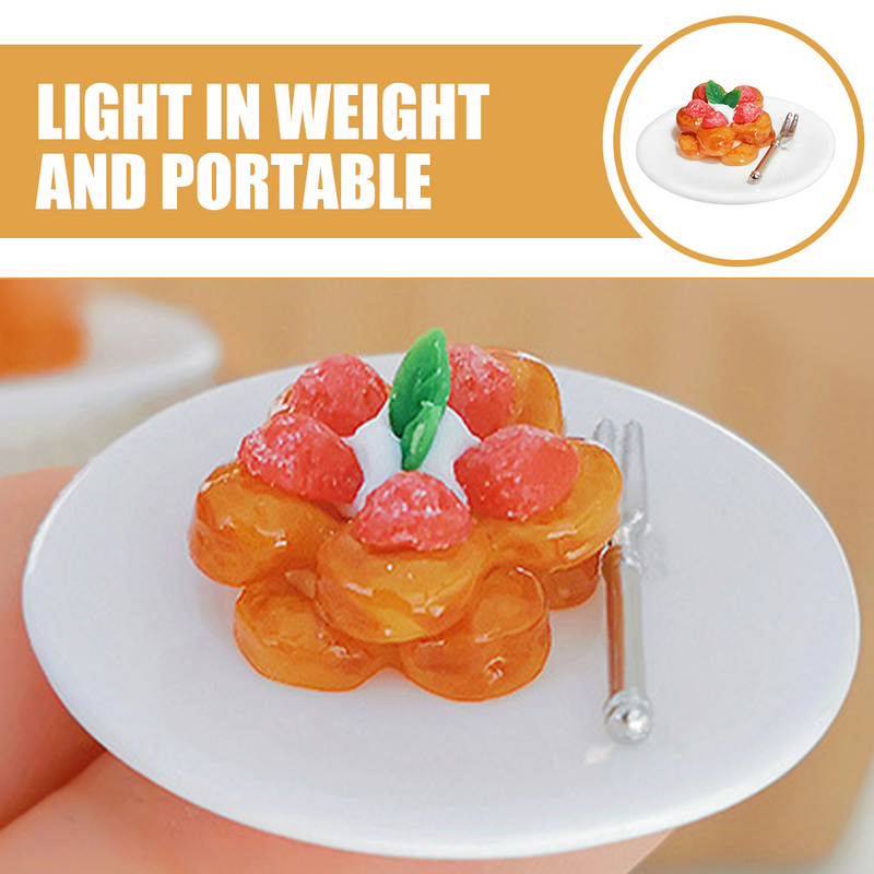 Mini Fruit Desserts Food Prop Decor House Cake Miniature Model Fake Ornament Decorative Resin Adornment