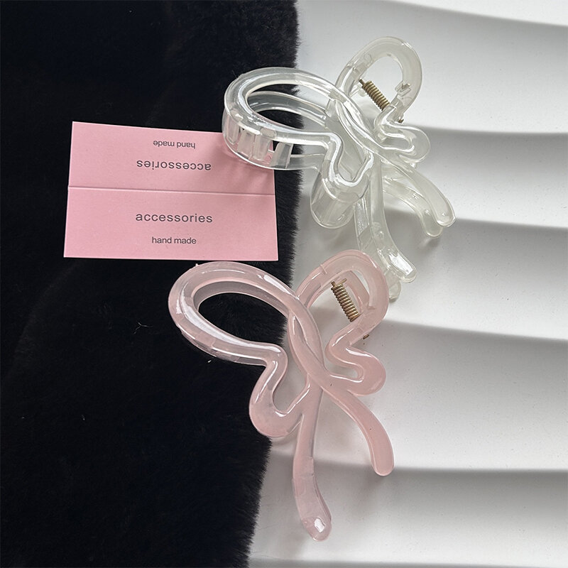Pinzas transparentes para el cabello para mujeres y niñas, garra de mariposa hueca dulce, Clips de tiburón de moda, accesorios para el cabello