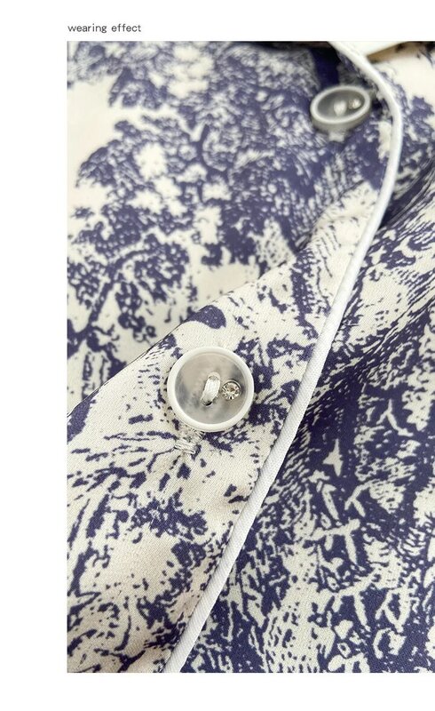 Coreano primavera/estate nuova stampa a inchiostro pigiama di seta di ghiaccio INS da donna semplice colletto allentato a maniche lunghe set da casa abiti da donna