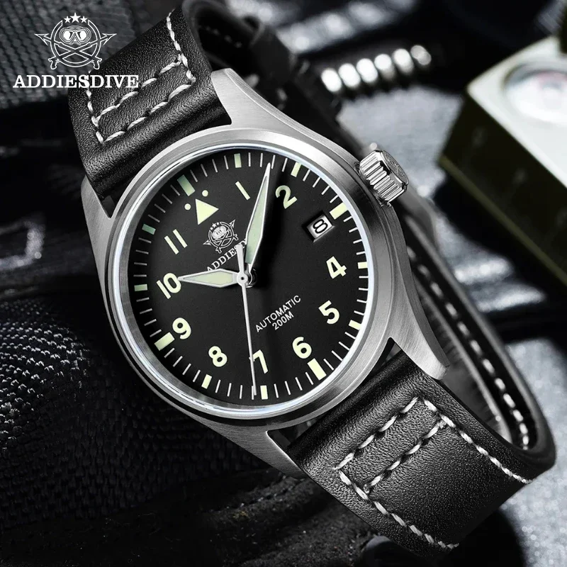 ADDIESDIVE Relógio de pulso mecânico masculino, Relógio Sapphire automático, Aço inoxidável, NH35, MY-H2, Luminous 200m, Relógio vestido de mergulho, 39mm