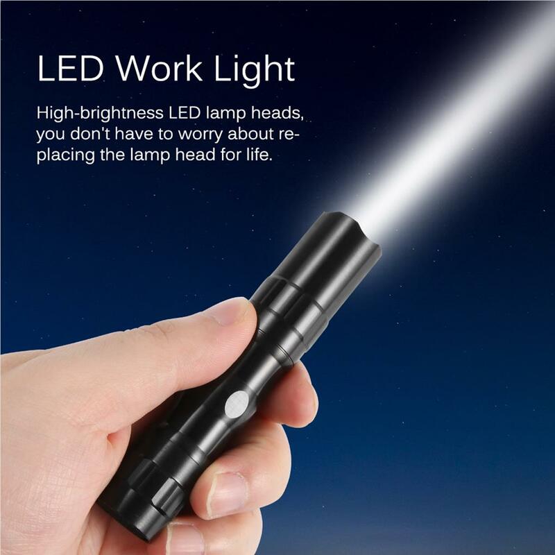 LED Mini wasserdichte Taschenlampe Aluminium legierung batterie betriebene Taschenlampe kompaktes Licht schwarz Arbeits lampe Reise zubehör