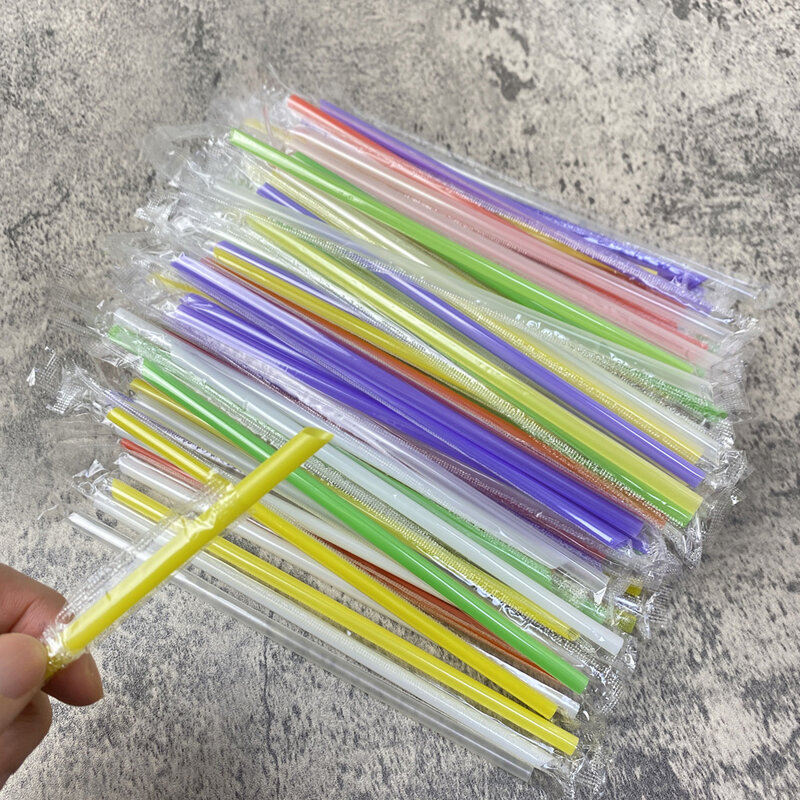 100Pcs Clear Individually Wrapped Drinking Pp Straws Drinks Straws Party Supplies High Quality PP Material 18 Cm Long 6 Mm Wide
