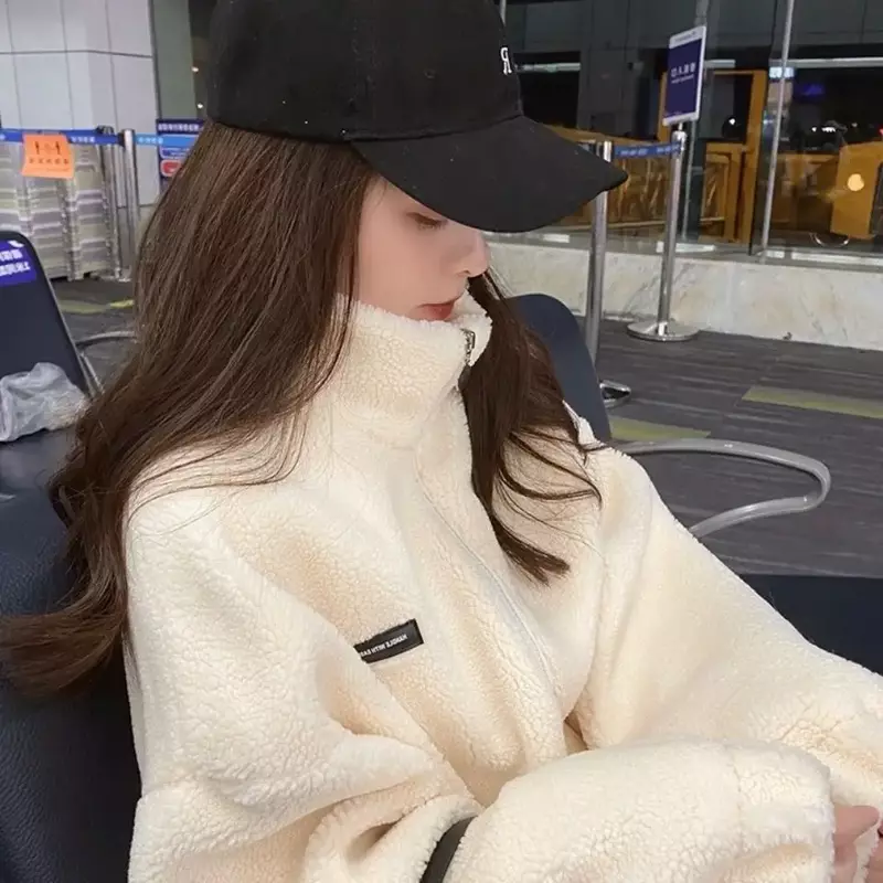 Camisola de cabelo de cordeiro feminina, casaco grosso pequeno e perfumado, top vintage de Hong Kong, novo, primavera e outono, 2022
