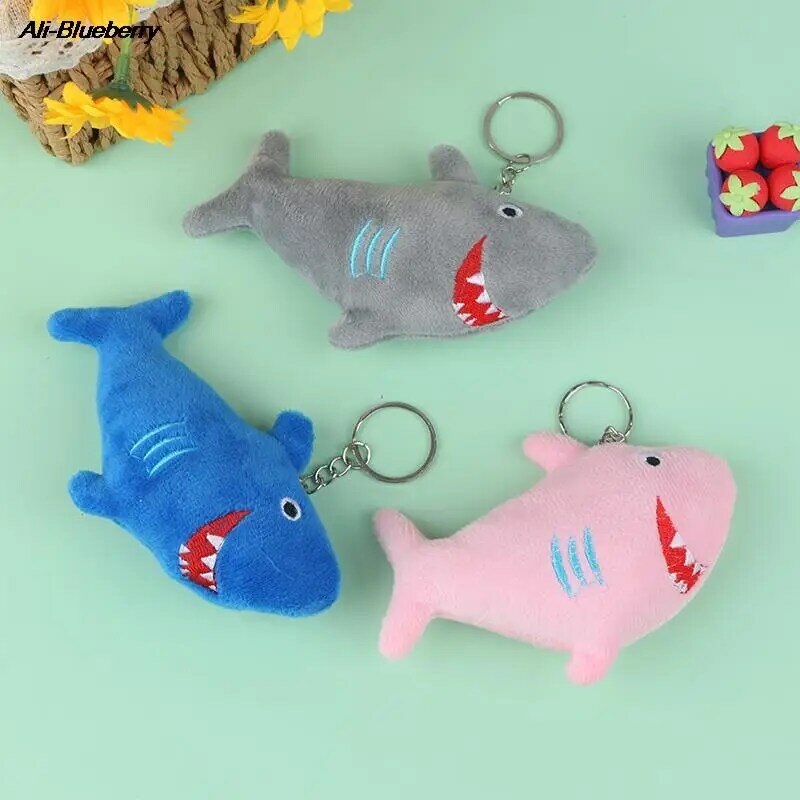 상어 펜던트 봉제 장난감, 바다 동물 상어 인형, 귀여운 만화 키체인 펜던트 가방 장식, 어린이 선물, 11cm