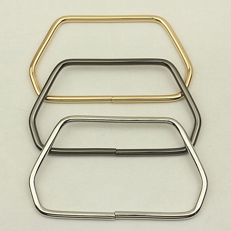 Asa de Metal trapezoidal Hexagonal para bolsos, accesorio de bricolaje, correa de bolso, marco de monedero dorado y plateado, Hardware de equipaje, 11,7 CM