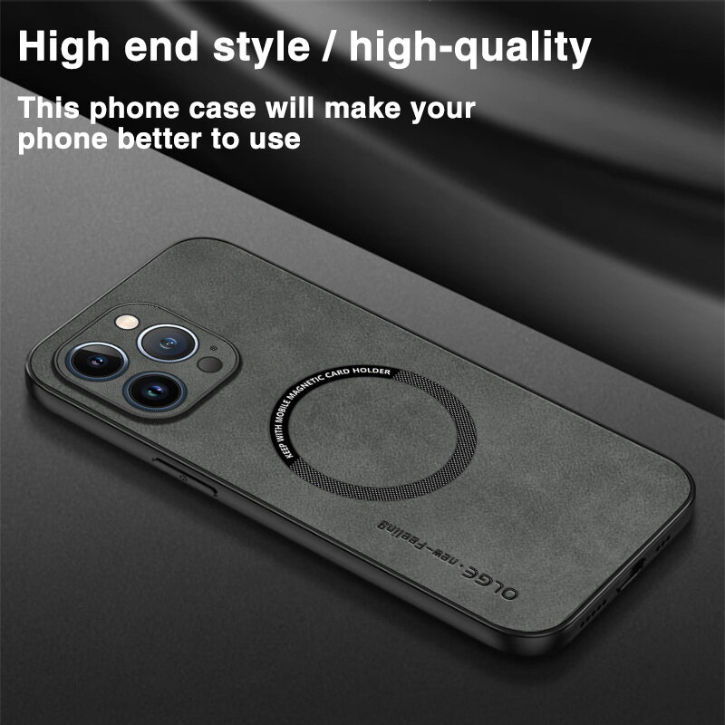 Étui magnétique en cuir Magsafe pour iPhone, charge sans fil de luxe, coque souple antichoc, iPhone 15 14 Pro Max 14 Pro 12 13 Pro Max 11