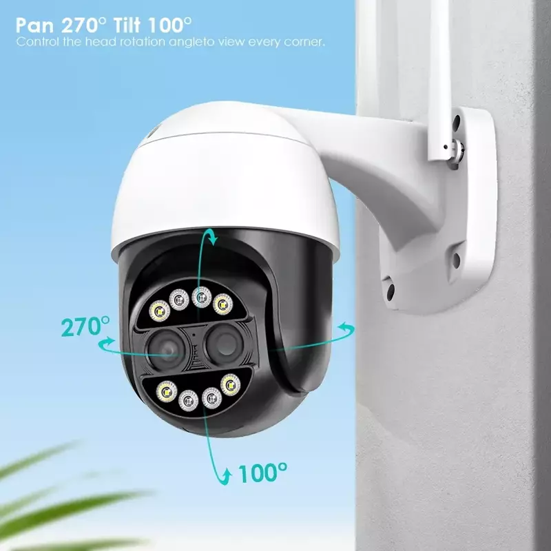 BESDER-Caméra de surveillance IP PTZ WiFi 4K 8MP, dispositif de sécurité sans fil, avec n'aime hybride 2.8 + 12mm, audio et détection humaine