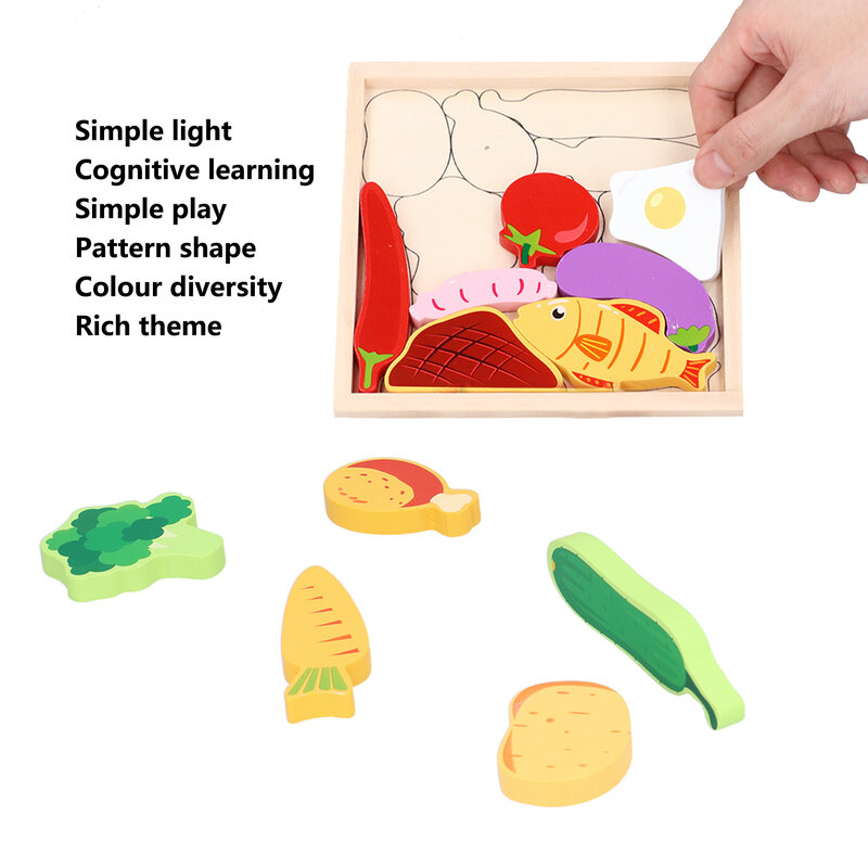 Mainan Puzzle Jigsaw sayuran kayu 3D anak-anak, hadiah pendidikan dini intelijen taman kanak-kanak