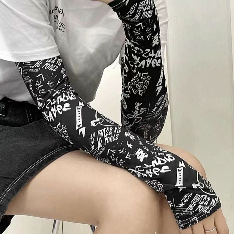 Ice Silk Sunscreen Cuff Gift UV Protection Anti-Slip Long Gloves Cool Down Arm Sleeves Running Fishing Cycling