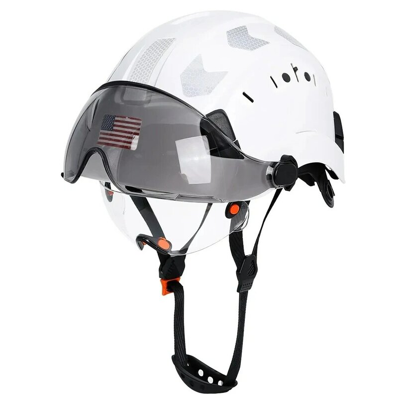 Helm Keselamatan konstruksi dengan Visor dicetak-utuh stiker reflektif ABS topi keras ANSI kerja industri CE topi insinyur
