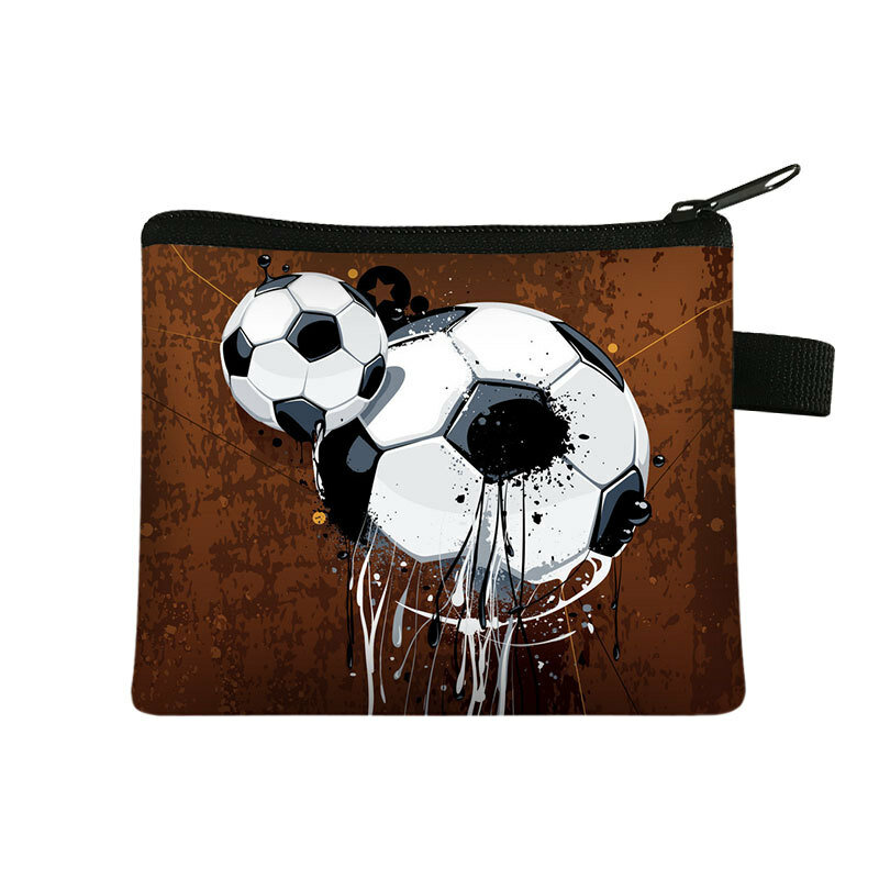Novo futebol das crianças carteira estudante saco de cartão portátil moeda chave saco de armazenamento saco de mão de poliéster bolsa de moeda mini saco pochette