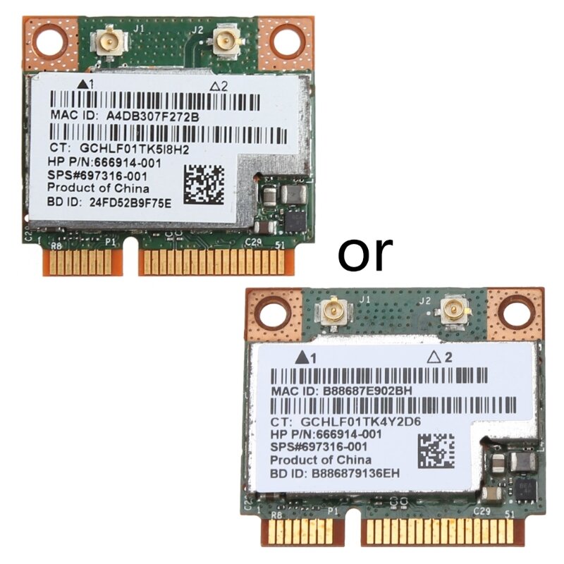 Carte Half PCI-E WiFi sans fil, 2.4 + 5G, 300M, 802.11a/b/g/n, Bluetooth 4.0, pour HP SPS 718451 – 001