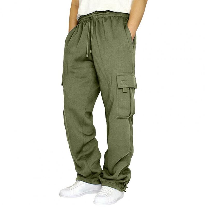 Pantalones de cintura elástica para hombre, pantalones Cargo con cordón, cintura elástica, múltiples bolsillos, tela transpirable, versátil para deportes