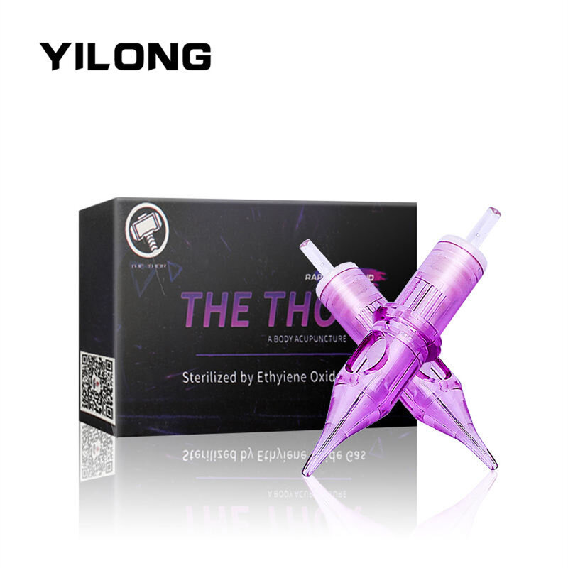 Yilong-agujas de tatuaje para Cartucho, agujas desechables esterilizadas de seguridad para máquinas de tatuaje, agarres, Rl, Rs, Rm, M1, 10 piezas