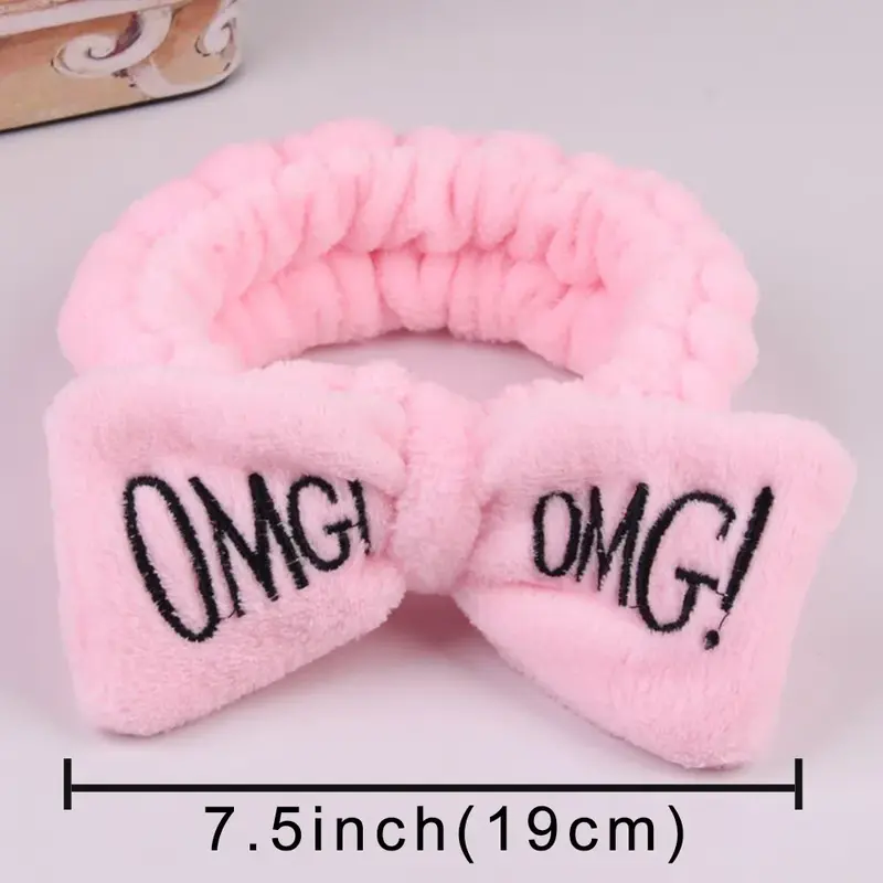 2023 New OMG Letter Coral Fleece Wash Face Bow Hairbands For Women Girls Headbands Headwear Hair Bands Turban Hair Accessories