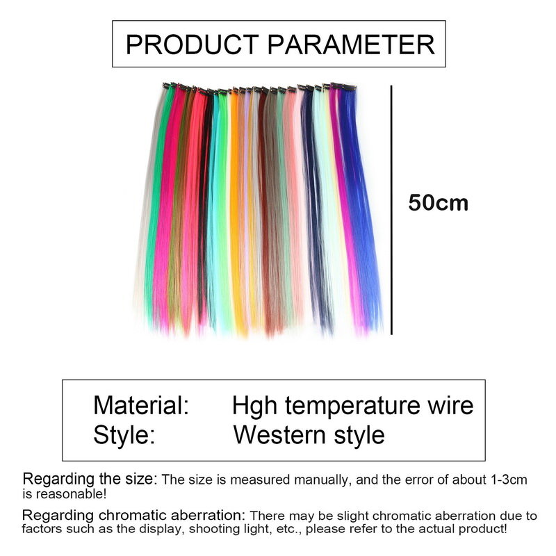 Colored Highlight Synthetic Hair Extensions Rainbow One Piece Long Straight Hairpieces For Women 1 Clip In Hair Extension Wigs