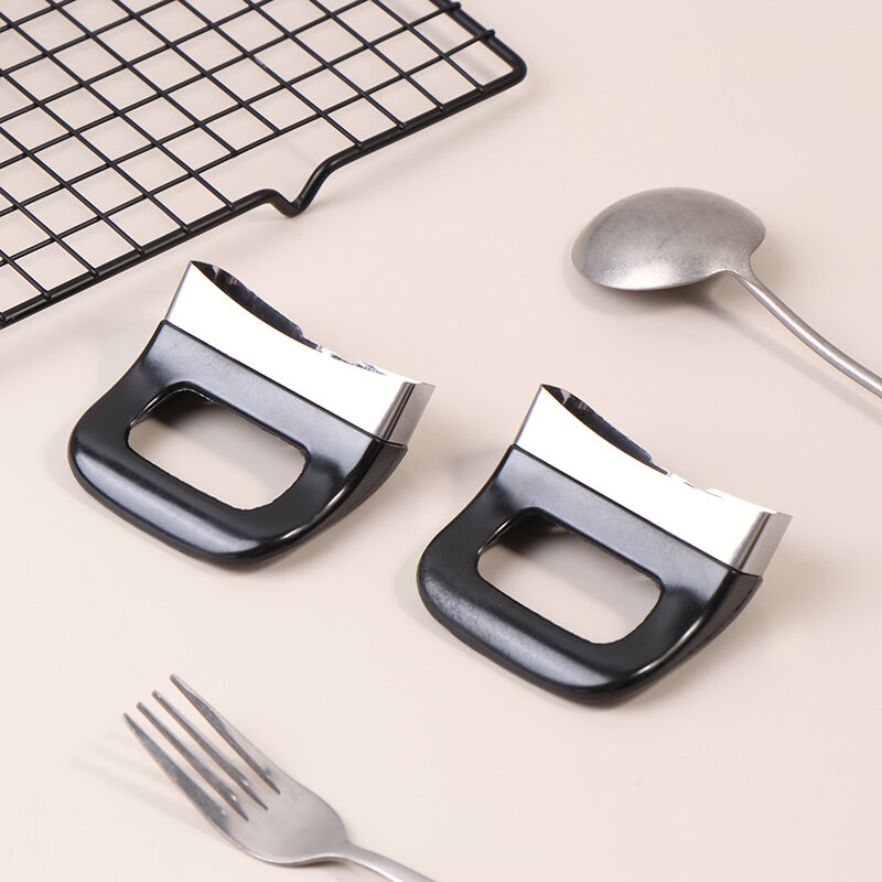 2 buah panci hitam logam Bakelite panci tekanan pegangan samping panci pengukus pengganti panci saus sisi pegangan bagian peralatan masak