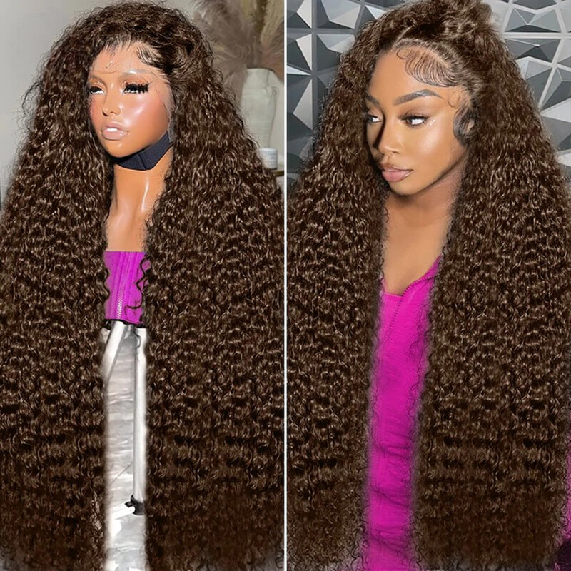 CEXXY 28 30 38Inch Hd Chocolate Brown #4 Colored 13x4 13x6 Lace Frontal Wigs Deep Wave Glueless Wig 7x5 Curly Human Hair Wig