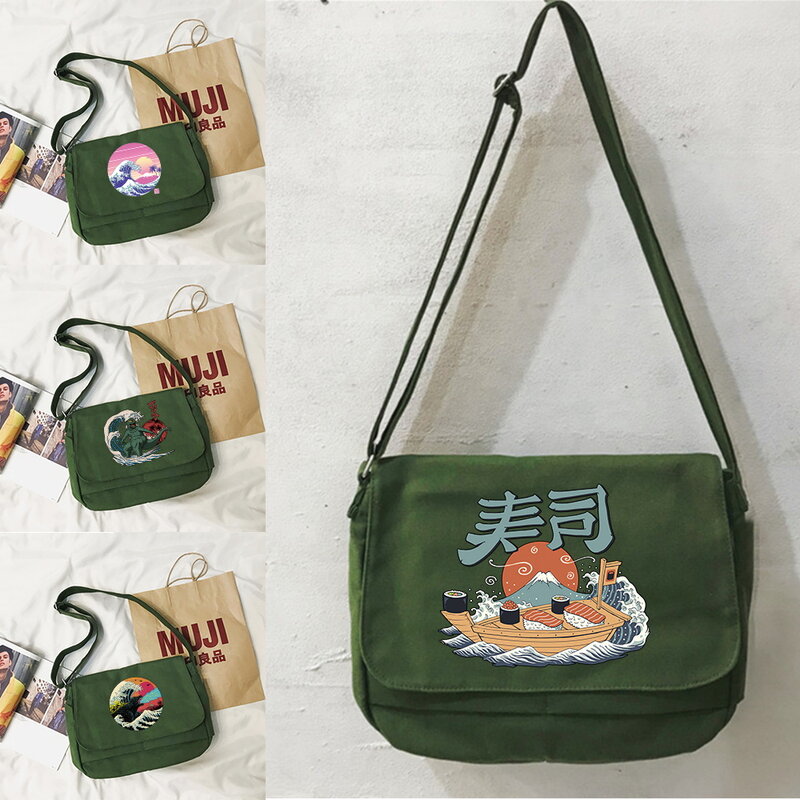 Messenger Bag Fashion Multi-function Messenger Bag Student Versatile Personality Style Portable One-shoulder Wave Pattern Bags
