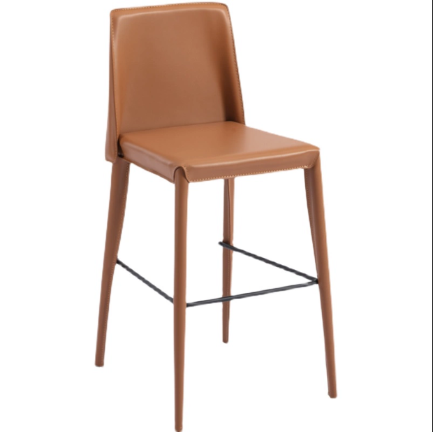 Скандинавский барный стул для отеля, кофейни, высокие ножки, скамейка для дома, искусственная кожа, роскошное седло, кожаный остров, стул для стола